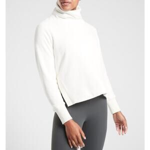 Athleta Double Cozy Karma Funnel Neck Turtleneck Sweatshirt Sweater Sea Salt S